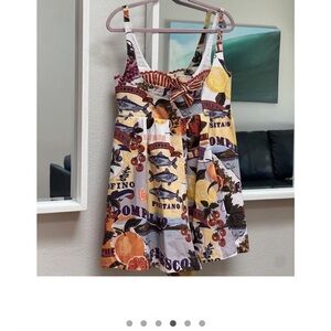 Anthropologie Fruit & Coastal Print Mini Dress - Yellow, Orange, Blue